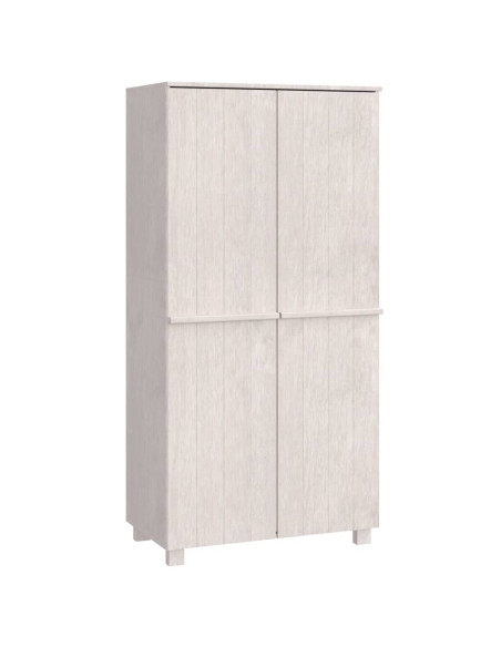 Armadio HAMAR Bianco 89x50x180 cm in Legno Massello di Pino