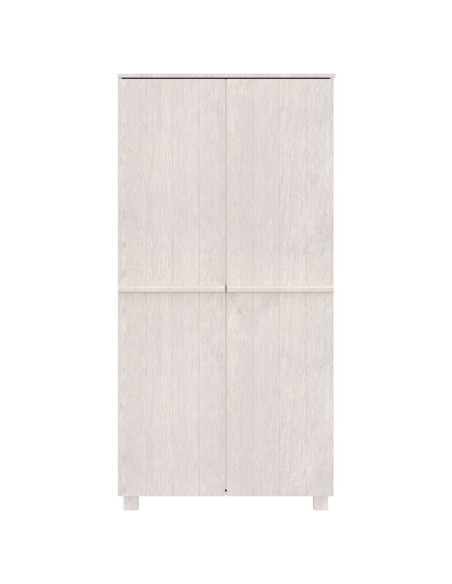 Armadio HAMAR Bianco 89x50x180 cm in Legno Massello di Pino
