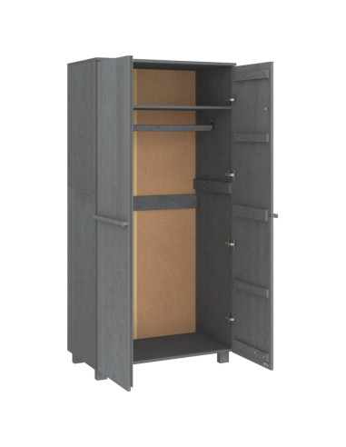 Armadio HAMAR Grigio Scuro 89x50x180 cm Legno Massello di Pino