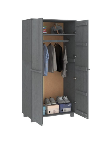 Armadio HAMAR Grigio Scuro 89x50x180 cm Legno Massello di Pino