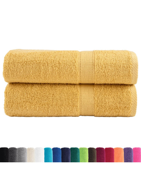 Asciugamani da Doccia 2 pz Oro 70x140 cm 600gsm 100% Cotone
