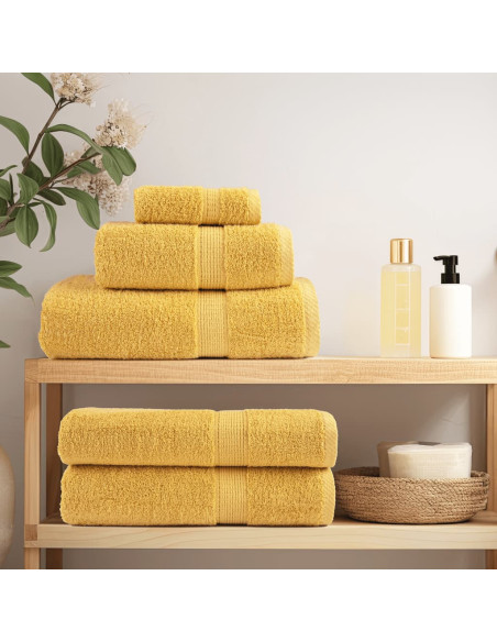 Asciugamani da doccia premium SOLUND 2 pezzi Oro 70x140 cm 600 g/m²
