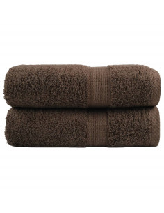 Asciugamani Ospiti 2 pz Marroni 30x50 cm 600gsm 100% Cotone