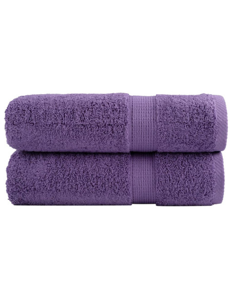 Asciugamani da Doccia 2 pz Viola 70x140 cm 600 g/m² 100% Cotone