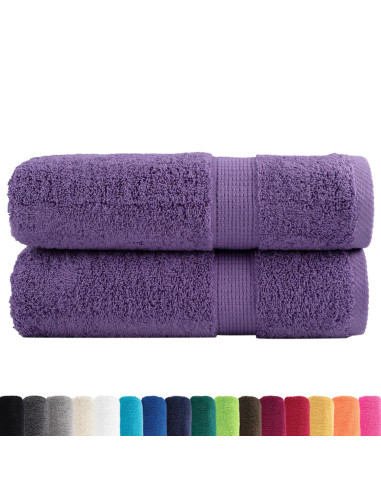 Asciugamani da Doccia 2 pz Viola 70x140 cm 600 g/m² 100% Cotone