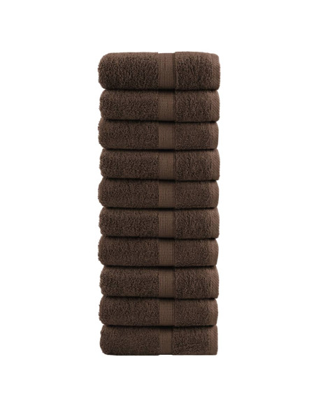 Salviette Premium 10 pz Marrone 30x30 cm 600gsm 100% Cotone