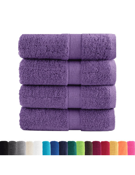 Asciugamani per Ospiti 4 pz Viola 30x50 cm 600 g/m² 100% Cotone