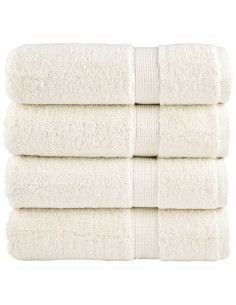 Asciugamani Premium 4 pz Crema 50x100 cm 600 g/m² 100% Cotone