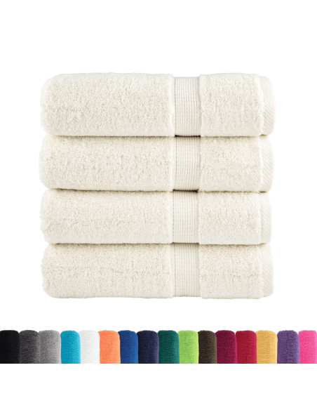 Asciugamani Premium 4 pz Crema 50x100 cm 600 g/m² 100% Cotone