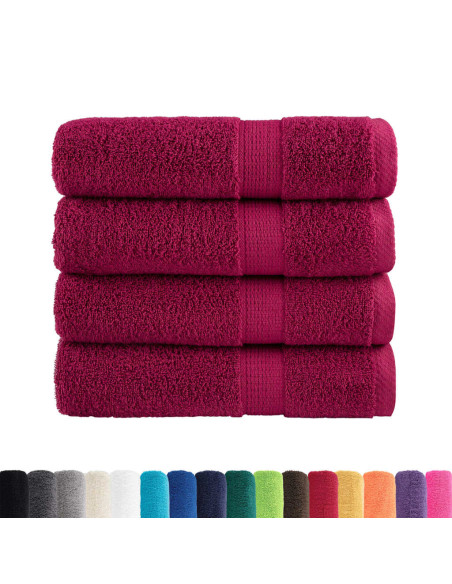 Asciugamani Premium 4 pz Bordeaux 50x100 cm 600gsm 100% Cotone