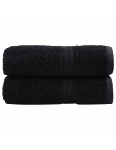 Asciugamani per Ospiti 2 pz Neri 30x50 cm 600 g/m² 100% Cotone