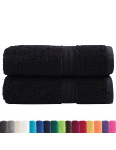 Asciugamani per Ospiti 2 pz Neri 30x50 cm 600 g/m² 100% Cotone 2