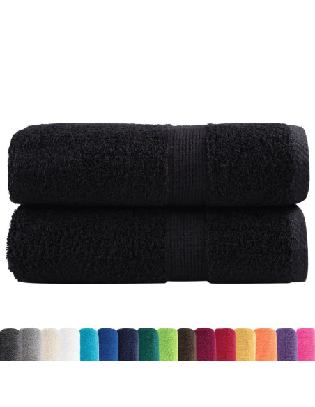 Asciugamani per Ospiti 2 pz Neri 30x50 cm 600 g/m² 100% Cotone
