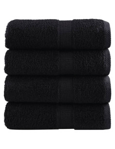 Asciugamani Premium 4 pz Neri 30x30cm 600 g/m² 100% Cotone