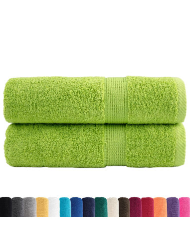 Asciugamani Premium 2 pz Verdi 50x100 cm 600 g/m² 100% Cotone