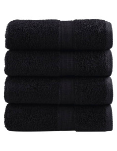 Asciugamani per Ospiti 4 pz Neri 30x50 cm 600 gsm 100% Cotone