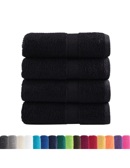 Asciugamani per Ospiti 4 pz Neri 30x50 cm 600 gsm 100% Cotone