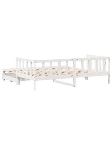 Dormeuse Letto Estraibile e Cassetti Bianco 90x190cm Legno Pino