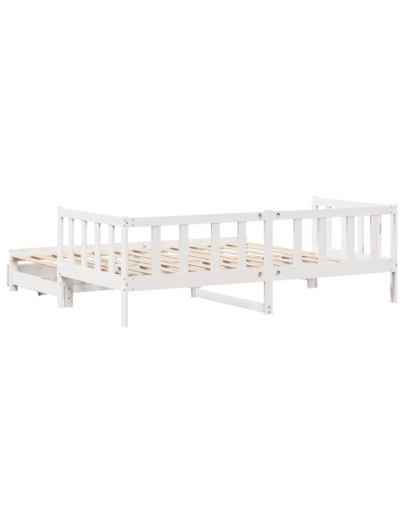 Dormeuse Letto Estraibile e Cassetti Bianco 90x190cm Legno Pino