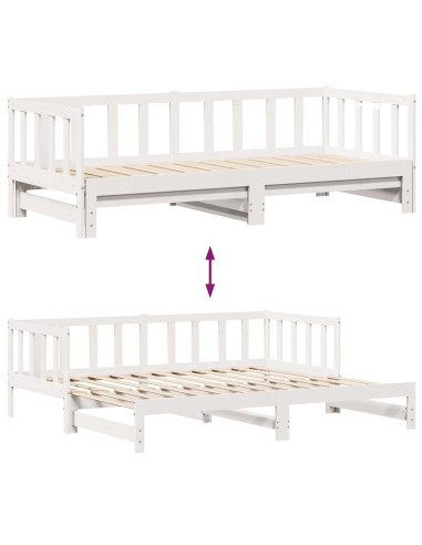 Dormeuse Letto Estraibile e Cassetti Bianco 90x190cm Legno Pino