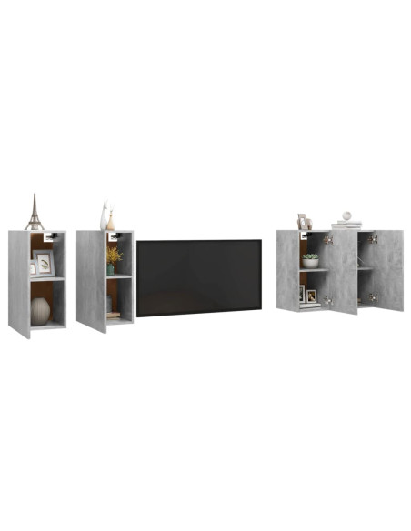 Mobili Porta TV 4 pz Grigio Cemento 30,5x30x60 cm Multistrato