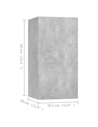 Mobili Porta TV 4 pz Grigio Cemento 30,5x30x60 cm Multistrato