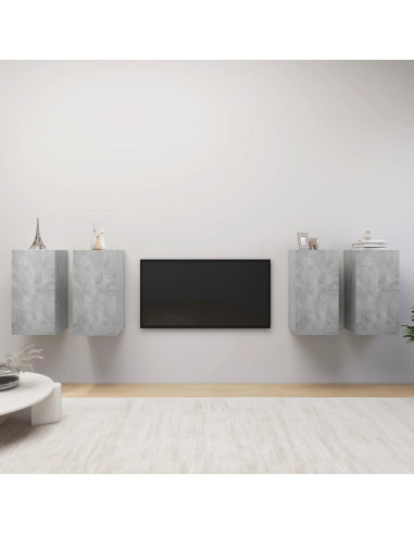 Mobili Porta TV 4 pz Grigio Cemento 30,5x30x60 cm Multistrato