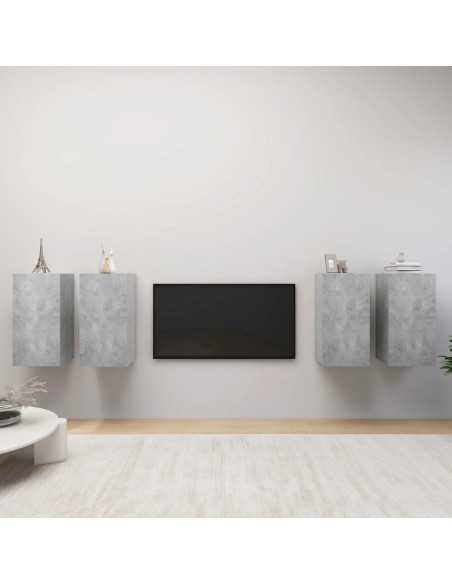 Mobili Porta TV 4 pz Grigio Cemento 30,5x30x60 cm Multistrato
