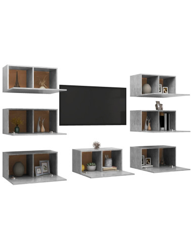 Mobili Porta TV 7 pz Grigio Cemento 30,5x30x60 cm Multistrato