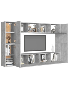 Set di Mobili Porta TV 8 pz Grigio Cemento in Legno Multistrato 2