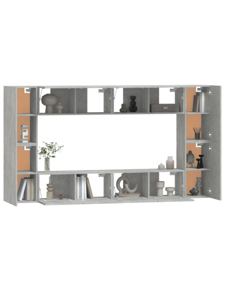 Set Mobili Porta TV 8pz Grigio Cemento in Legno Multistrato