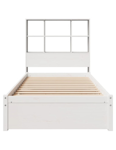Letto Libreria senza Materasso Bianco 90x190 cm Massello Pino