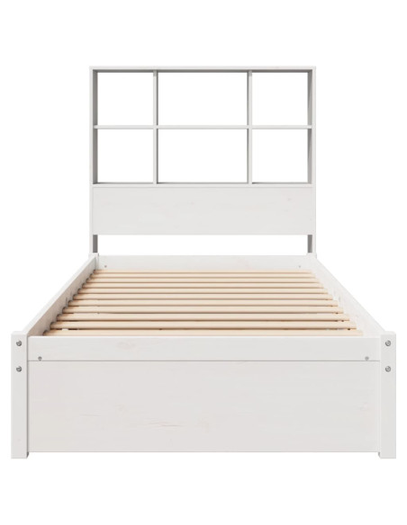 Letto Libreria senza Materasso Bianco 90x190 cm Massello Pino