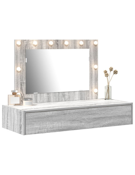 Toeletta da appendere  con luci a LED Grigio Sonoma