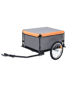 Rimorchio da Bici Grigio e Arancione 65 kg
