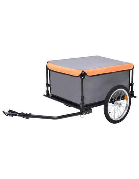Rimorchio da Bici Grigio e Arancione 65 kg