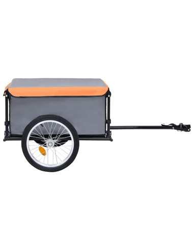 Rimorchio da Bici Grigio e Arancione 65 kg