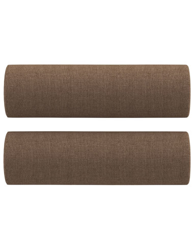 Set di Divani 4 pz con Cuscini Marrone in Tessuto