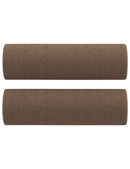 Set di Divani 4 pz con Cuscini Marrone in Tessuto