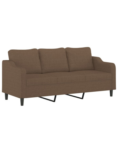 Set di Divani 3 pz con Cuscini Marrone in Tessuto