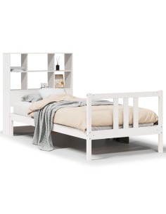 Letto Libreria senza Materasso Bianca 90x200 cm Legno di Pino