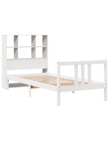 Letto Libreria senza Materasso Bianca 90x200 cm Legno di Pino