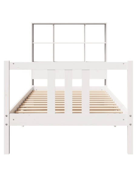 Letto Libreria senza Materasso Bianca 90x200 cm Legno di Pino