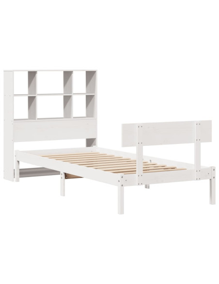 Letto Libreria senza Materasso Bianca 90x200 cm Legno di Pino