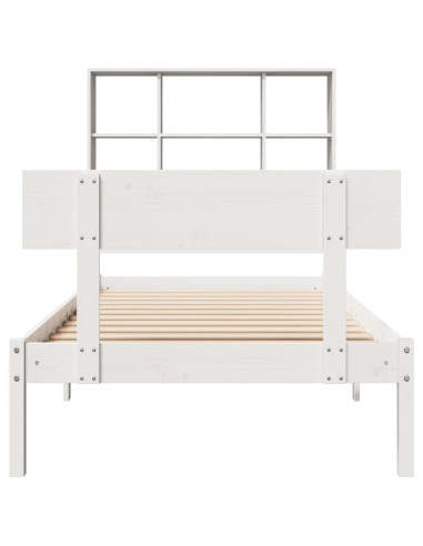 Letto Libreria senza Materasso Bianca 90x200 cm Legno di Pino