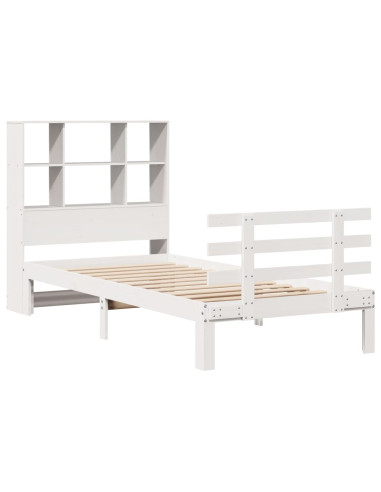 Letto Libreria senza Materasso Bianca 90x200 cm Legno di Pino