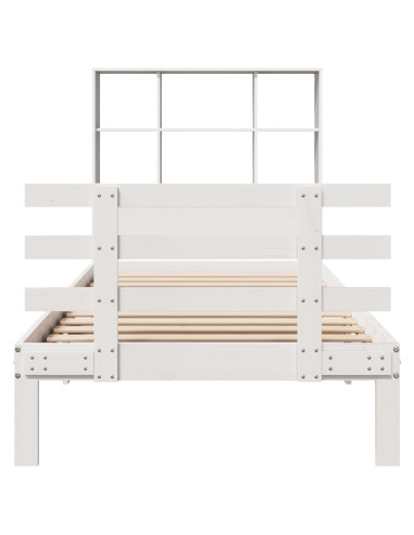 Letto Libreria senza Materasso Bianca 90x200 cm Legno di Pino