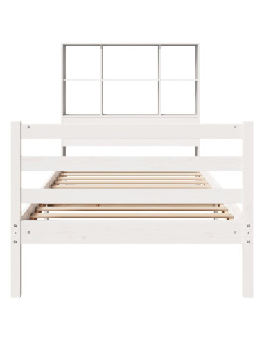 Letto Libreria senza Materasso Bianco 90x190 cm Massello Pino