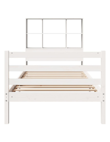 Letto Libreria senza Materasso Bianco 90x190 cm Massello Pino