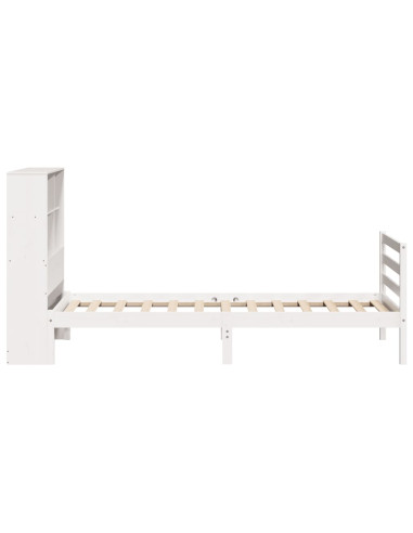 Letto Libreria senza Materasso Bianco 90x190 cm Massello Pino